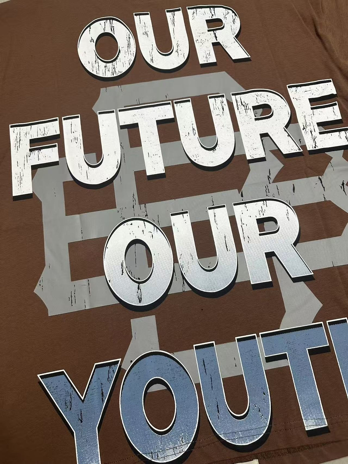 Godspeed Our Future Our Youth Brown Graphic T-Shirt — detail