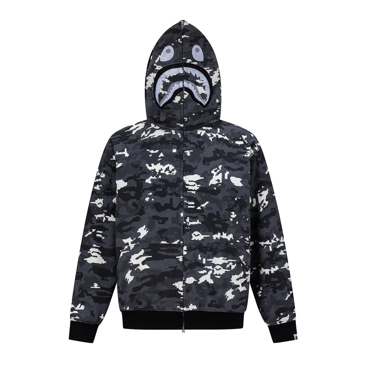 BAPE Shark Face Digital Camo Zip Hoodie — front
